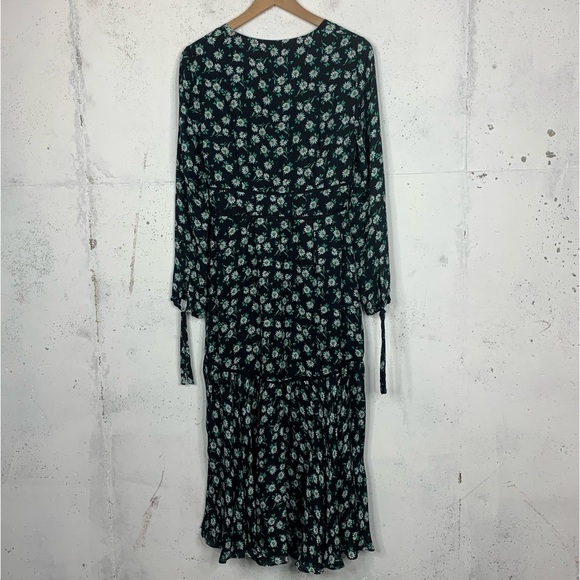 Intermix Long Midi Silk Deep VNeck Floral Dress Size 6 - Picture 11 of 15